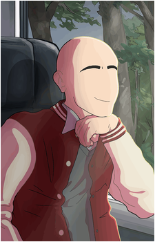 Image source: This image is of Dev in his intro scene of the visual novel where he riding a bus to his new college. Dev A. Loper